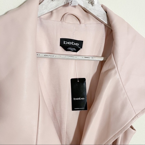 Bebe Pink Asymmetrical Faux Leather Vest with Belt - Picture 8 of 10